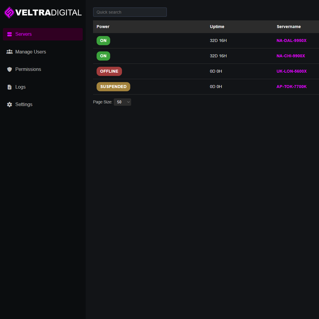 Control Panel Dashboard